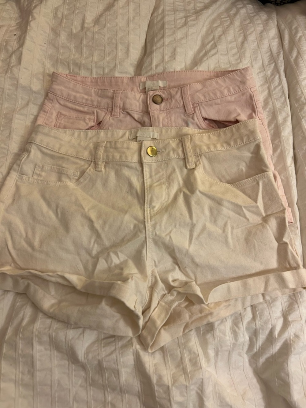 H&M Lot: 2 Pairs Women’s Sz 4 Casual Classic Cotton Blend Shorts White & Pink